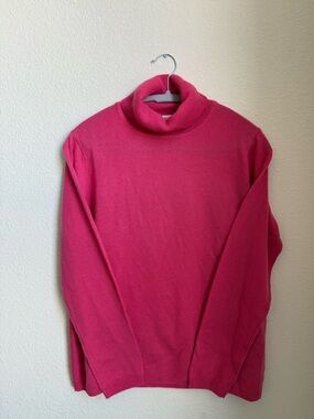 WoolOvers Bright Pink Merino Wool & Cashmere Turtleneck Sweater